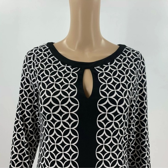 WHBM Dress Size XS 3/4 Sleeve Geo Print Shift wore once - Picture 3 of 10